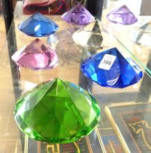 SIX CRYSTAL "DIAMOND" PAPERWEIGHTS