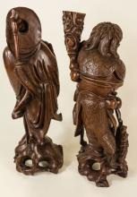 PAIR OF LARGE CHINESE WOODEN CARVINGS