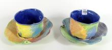 ART POTTERY CUPS & SAUCERS