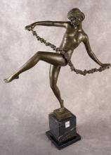 "DANCER WITH A GARLAND" BRONZE SCULPTURE