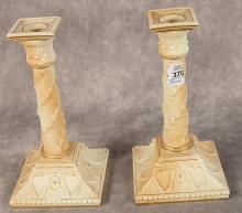 PAIR OF ROYAL WORCESTER CANDLESTICKS