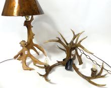 "ANTLER" TABLE LAMP AND CHANDELIER