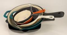 ENAMEL CAST IRON FRYING PANS AND SKILLET