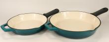 ENAMEL CAST IRON FRYING PANS AND SKILLET