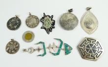 8 STERLING PENDANTS & BROOCHES