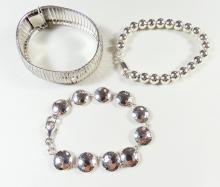 3 STERLING SILVER BRACELETS