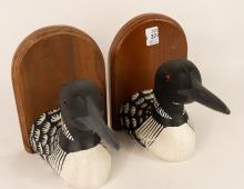 PAIR OF LOON BOOKENDS