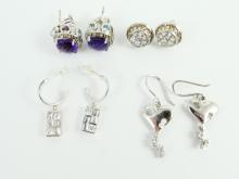 4 PAIRS STERLING EARRINGS