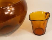 THREE PIECES OF AMBER GLASS