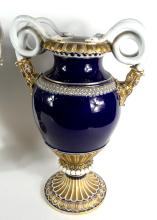 PAIR ANTIQUE MEISSEN URNS