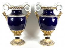 PAIR ANTIQUE MEISSEN URNS