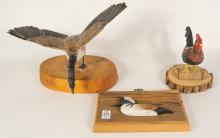 THREE FOLK ART "BIRD" CARVINGS