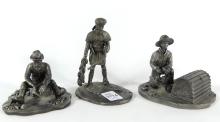 THREE PEWTER FIGURINES