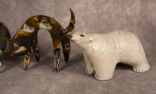 FOUR ART POTTERY ANIMAL FIGURINES