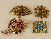 FOUR CORO BROOCHES