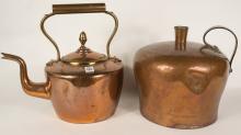 ANTIQUE COPPER KETTLE AND JUG