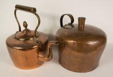 ANTIQUE COPPER KETTLE AND JUG