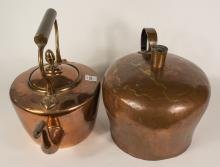 ANTIQUE COPPER KETTLE AND JUG