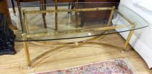 BRASS GLASS TOP COFFEE TABLE