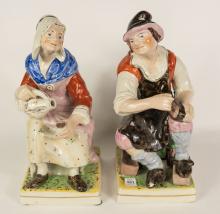 PAIR OF LARGE STAFFORDSHIRE FIGURINES
