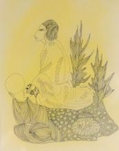 TWO INK DRAWINGS BY MARION PERLET