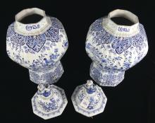 PAIR EARLY DUTCH COVERED JARS