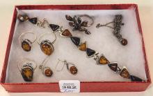 STERLING AMBER SET JEWELLERY