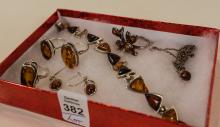 STERLING AMBER SET JEWELLERY