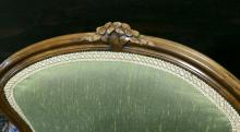 PAIR OF FRENCH ARMCHAIRS & FOOTSTOOL