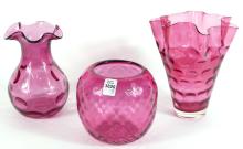 3 FINE EXAMPLES OF HANDBLOWN GLASS