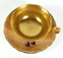 EXCEPTIONAL SIGNED ROYAL WORCESTER CUP & SAUCER