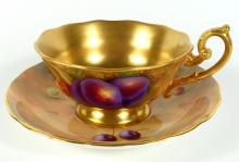 EXCEPTIONAL SIGNED ROYAL WORCESTER CUP & SAUCER