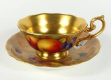 EXCEPTIONAL SIGNED ROYAL WORCESTER CUP & SAUCER