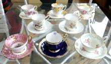 EIGHT ENGLISH CUPS AND SAUCERS
