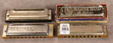 FOUR HOHNER GERMAN HARMONICAS