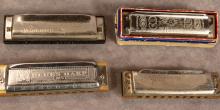 FOUR HOHNER GERMAN HARMONICAS