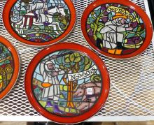 SIX POOLE POTTERY "MEDIEVAL CALENDAR SERIES" WALL PLATES