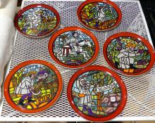 SIX POOLE POTTERY "MEDIEVAL CALENDAR SERIES" WALL PLATES