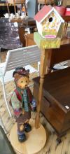 TWO PAINTED BIRDHOUSE STANDS