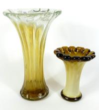 2 ANTIQUE SLAG GLASS VASES