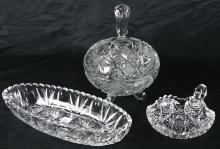 3 PIECES BOHEMIAN CRYSTAL