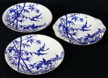 3 ANTIQUE FLOW BLUE PLATES