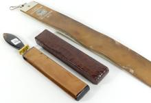 2 VINTAGE LEATHER SHARPENING/POLISHING TOOLS FOR RAZORS, KNIVES, ETC.