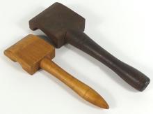 TWO ANTIQUE SAILOR'S SERVING MALLETS