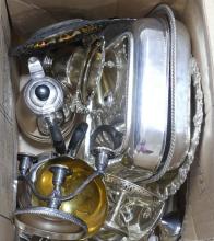 BOX LOT OF SILVER PLATE