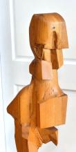 LARGE CUBIST WOOD SCULPTURE