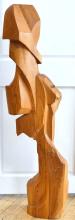 LARGE CUBIST WOOD SCULPTURE