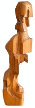 LARGE CUBIST WOOD SCULPTURE