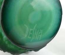 2 CZECH MALACHITE BUD VASES