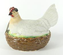 ANTIQUE ENGLISH HEN ON NEST